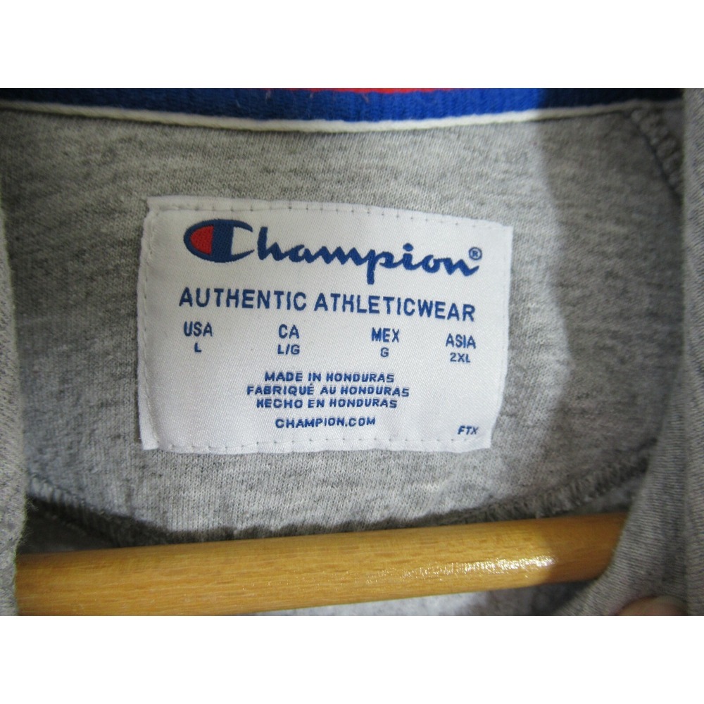 Champion Spell Out Logo Hoodie Sweatshirt Men Large Gray Pullover - Picture 4 of 6